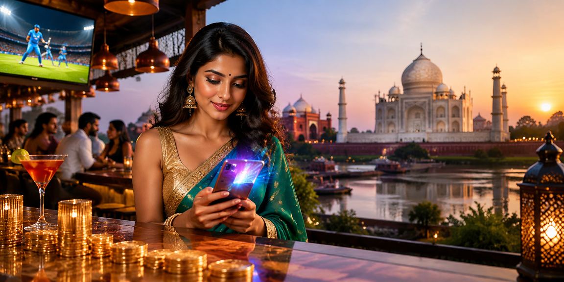 Agra city scene with lottery betting theme